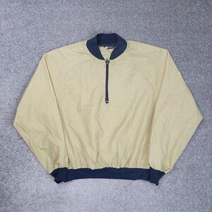 VTG Duckster Blank 1/2 Zip XL Gold Blue Long Sleeve Windbreaker Jacket